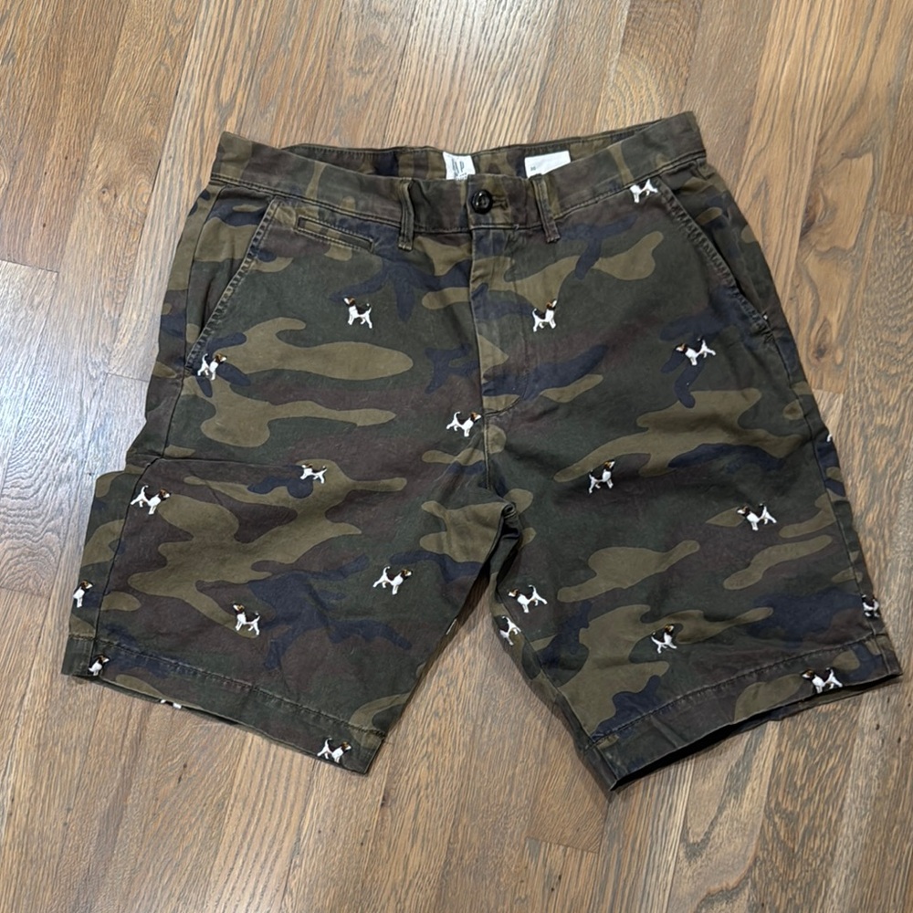 GAP Green and Brown Cargo Shorts with Camouflage Design